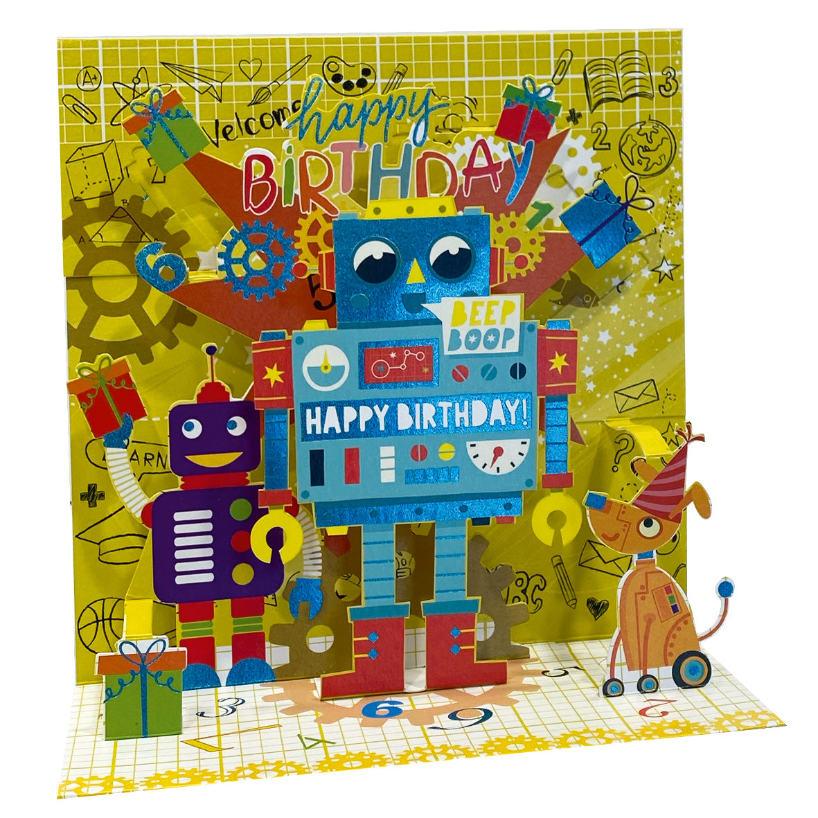 Large Pop-Up Birthday Robots